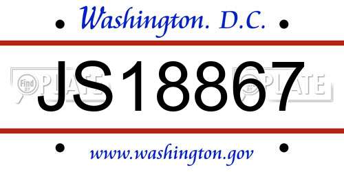 JS18867 District Of Columbia License Plate