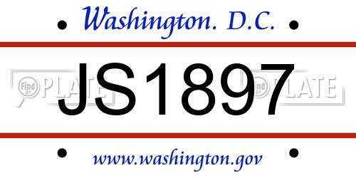 JS1897 District Of Columbia License Plate