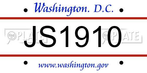 JS1910 District Of Columbia License Plate