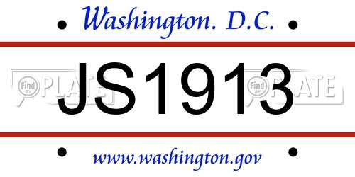 JS1913 District Of Columbia License Plate