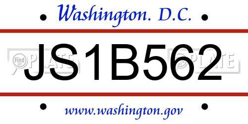 JS1B562 District Of Columbia License Plate
