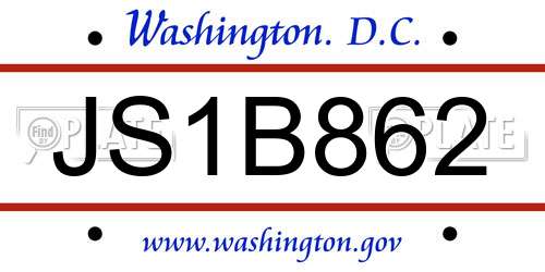 JS1B862 District Of Columbia License Plate