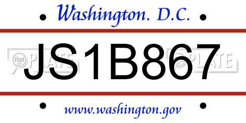 JS1B867 District Of Columbia License Plate