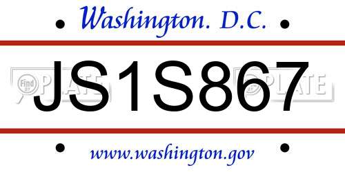 JS1S867 District Of Columbia License Plate