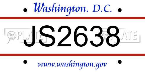 JS2638 District Of Columbia License Plate