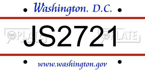 JS2721 District Of Columbia License Plate
