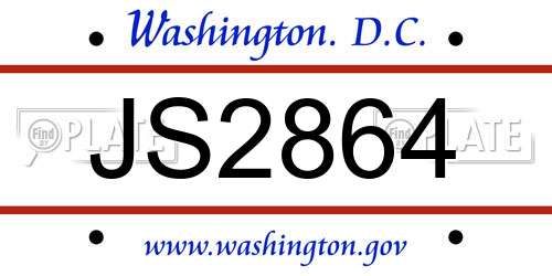 JS2864 District Of Columbia License Plate