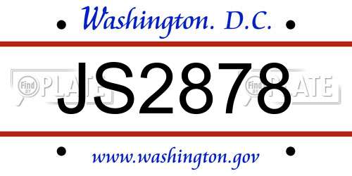 JS2878 District Of Columbia License Plate
