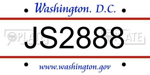 JS2888 District Of Columbia License Plate