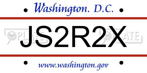 JS2R2X District Of Columbia License Plate