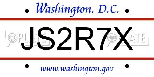 JS2R7X District Of Columbia License Plate