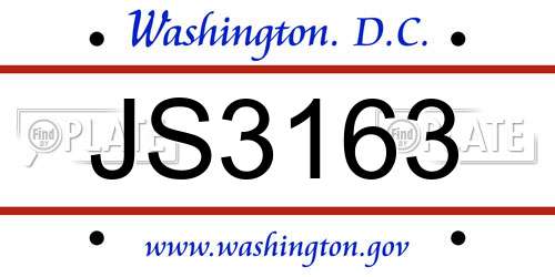 JS3163 District Of Columbia License Plate