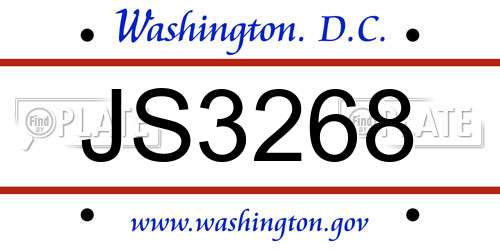 JS3268 District Of Columbia License Plate