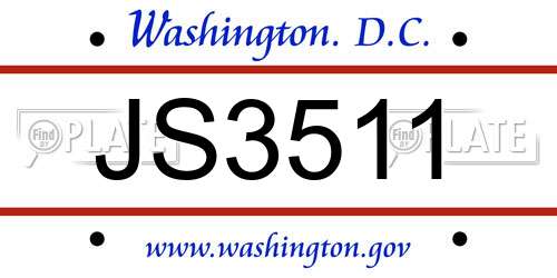 JS3511 District Of Columbia License Plate