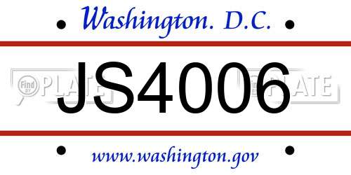 JS4006 District Of Columbia License Plate