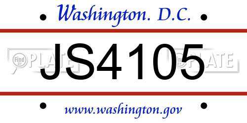 JS4105 District Of Columbia License Plate