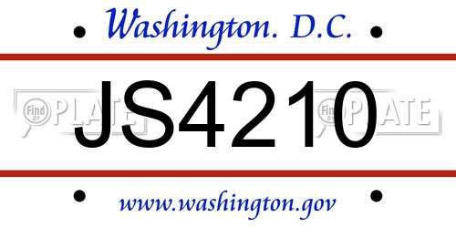 JS4210 District Of Columbia License Plate