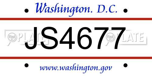 JS4677 District Of Columbia License Plate