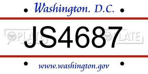 JS4687 District Of Columbia License Plate