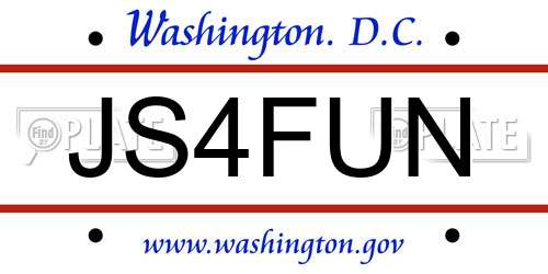 JS4FUN District Of Columbia License Plate