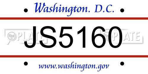 JS5160 District Of Columbia License Plate