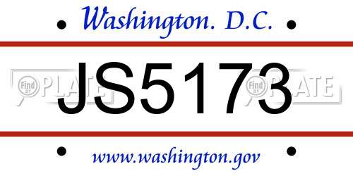 JS5173 District Of Columbia License Plate