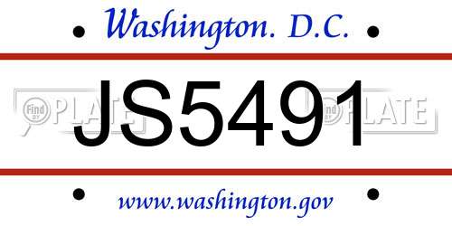JS5491 District Of Columbia License Plate