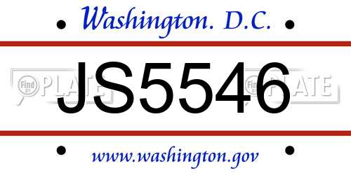 JS5546 District Of Columbia License Plate
