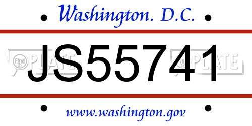 JS55741 District Of Columbia License Plate