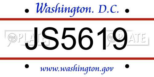 JS5619 District Of Columbia License Plate