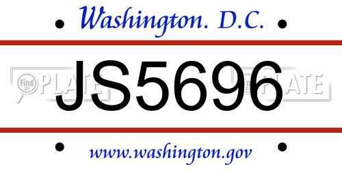 JS5696 District Of Columbia License Plate