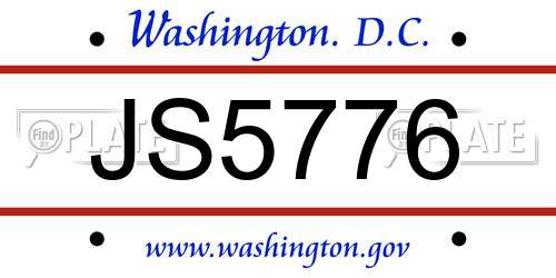 JS5776 District Of Columbia License Plate