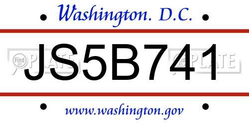 JS5B741 District Of Columbia License Plate