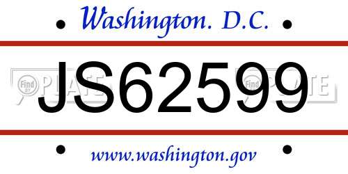 JS62599 District Of Columbia License Plate