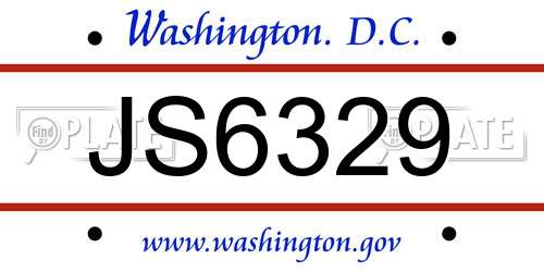 JS6329 District Of Columbia License Plate
