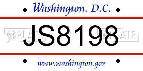 JS8198 District Of Columbia License Plate