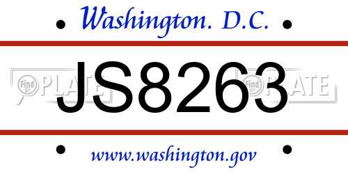 JS8263 District Of Columbia License Plate
