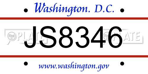 JS8346 District Of Columbia License Plate