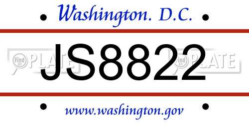 JS8822 District Of Columbia License Plate