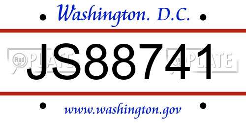 JS88741 District Of Columbia License Plate