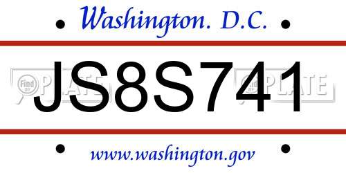 JS8S741 District Of Columbia License Plate