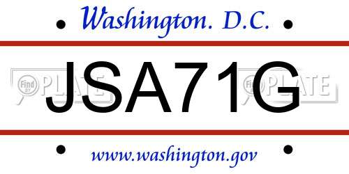 JSA71G District Of Columbia License Plate