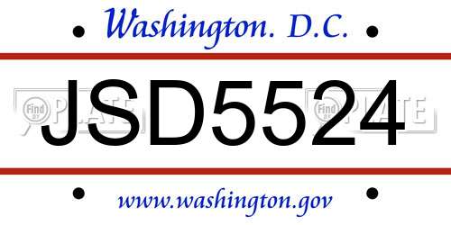 JSD5524 District Of Columbia License Plate