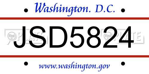 JSD5824 District Of Columbia License Plate