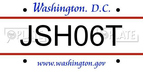 JSH06T District Of Columbia License Plate