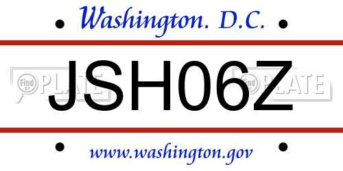 JSH06Z District Of Columbia License Plate