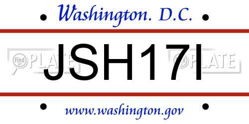 JSH17I District Of Columbia License Plate