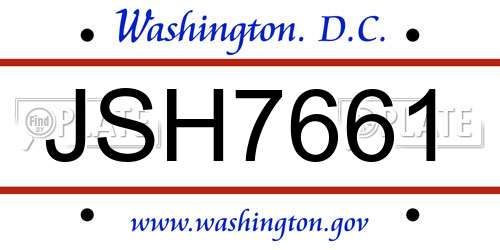 JSH7661 District Of Columbia License Plate