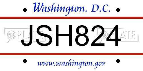 JSH824 District Of Columbia License Plate