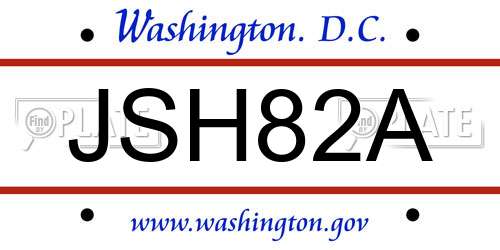 JSH82A District Of Columbia License Plate